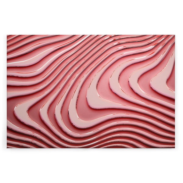 Wandbild mit abstraktem Motiv aus geschwungenen, metallisch glänzenden Linien in Reliefoptik.