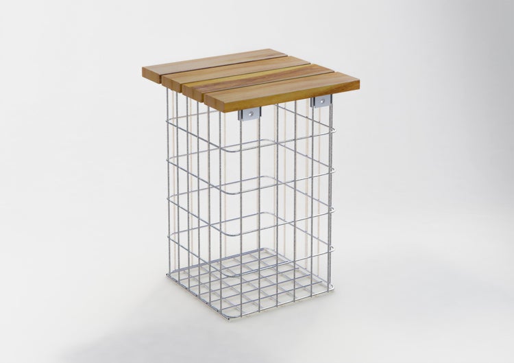 Hocker feuerverzinkt MW 5 x 10 cm, TEAK