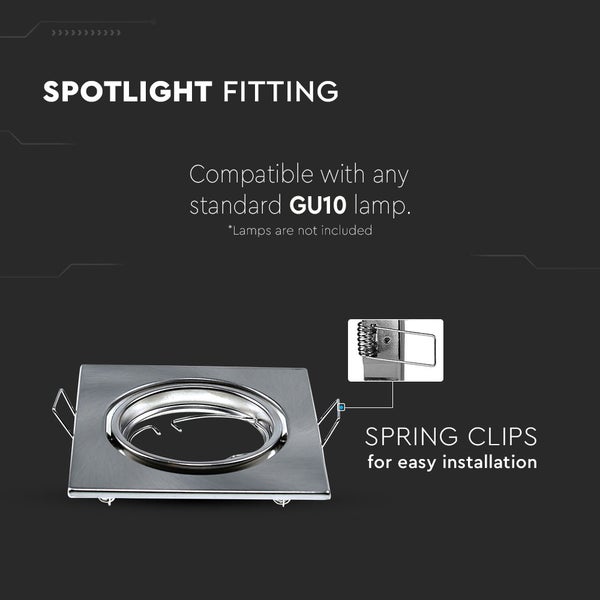 V-TAC VT-817-SQ-SN - LED-Strahler - Einbauleuchte - GU10 - IP20 - Satin Nickel - Modell Nr: -