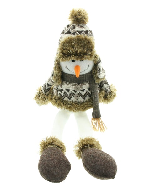 FRANK FLECHTWAREN | Kantenhocker Schneemann, 20 x 14 x 50 cm, POLYESTER, KUNSTSTOFF