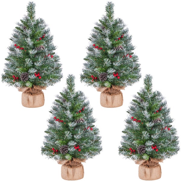 Dekorativer Weihnachtstischbaum mit Maßangaben für die Aufstellung