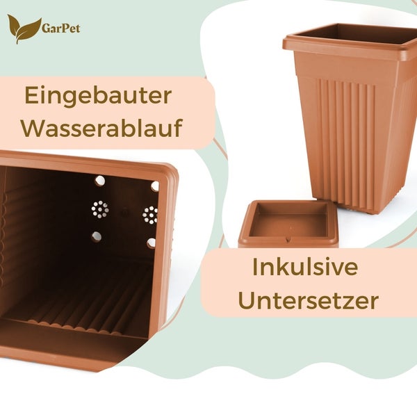 Blumentopf mit integriertem Wasserablauf und Untersetzer