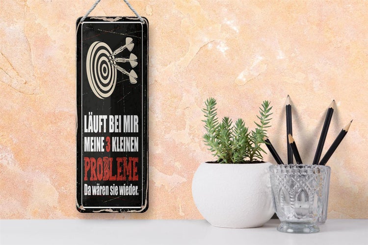 Blechschild Spruch 10x27 cm Dart Meine 3 kleinen Probleme Da wären sie