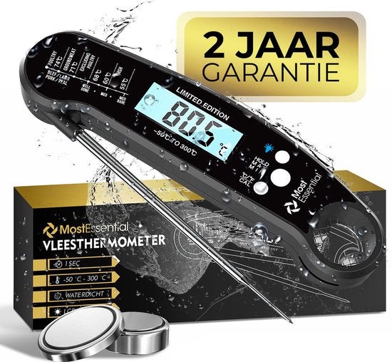 MostEssential Fleischthermometer - Limited Edition Black - 2x Ersatzbatterie