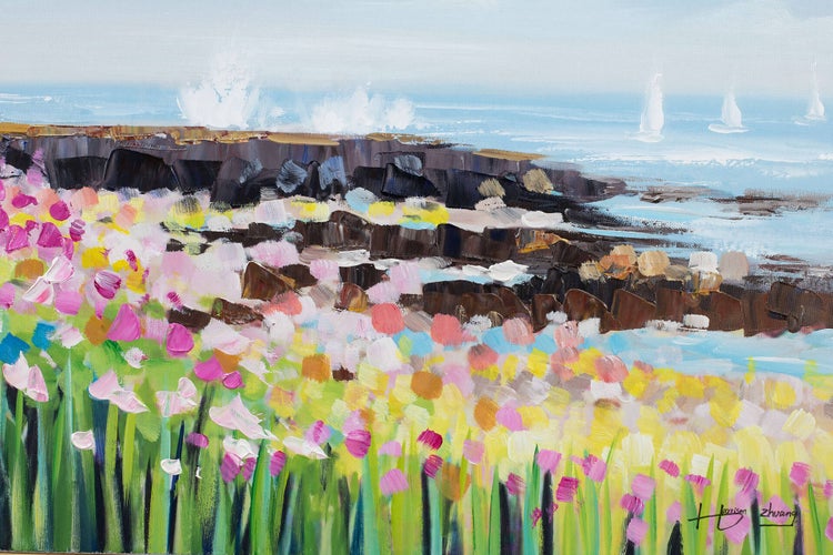 Handgemaltes Gemälde Acrylfarbe 90x60cm Blau