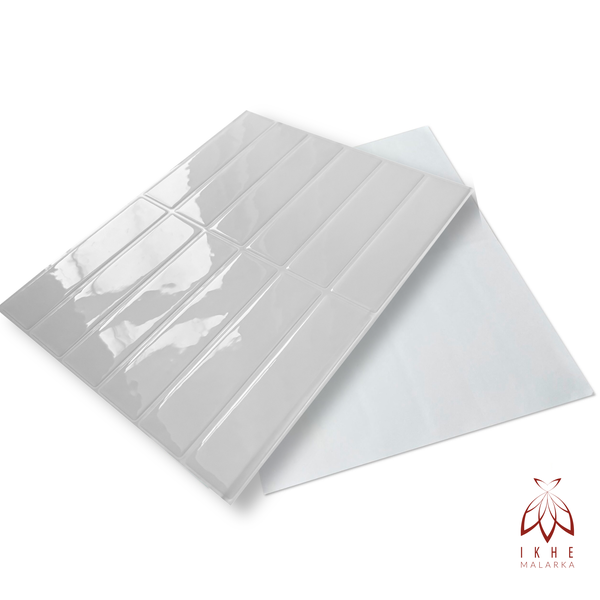 3D Wandpaneel aus Kunststoff in Steinoptik Weiß – selbstklebend, wasserdicht, 23 × 29 cm (0,065 m²) – Modell YJC0203 Weiß