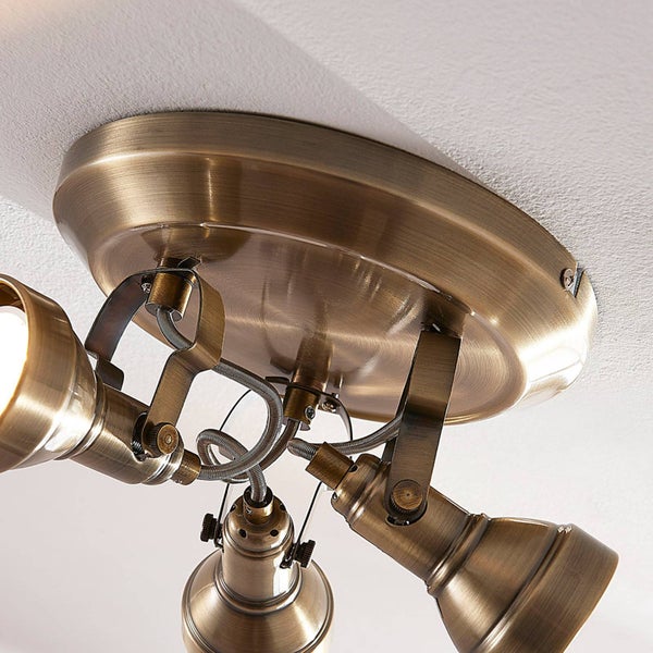 Lindby Deckenlampe Perseas (Retro, Vintage Antik) in Bronze aus Metall (3 flammig GU10) - Deckenleuchte Lampe Wohnzimmerleuchte