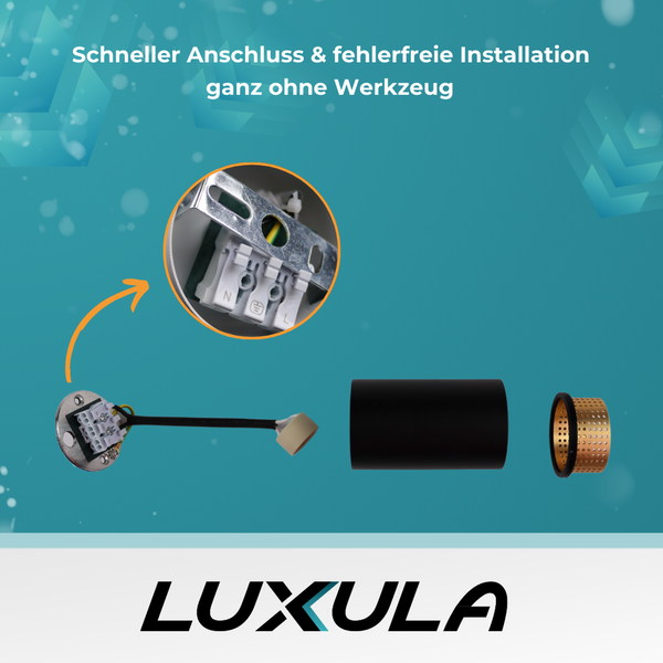 Luxula Lampenbauteile für schnellen Anschluss und fehlerfreie Installation ohne Werkzeug