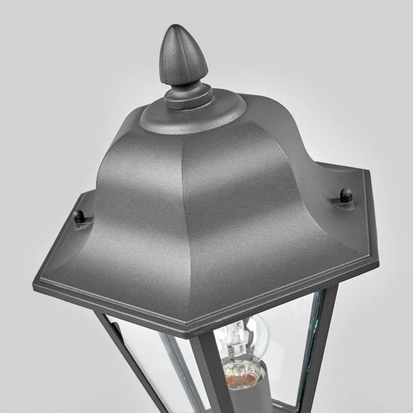 Lindby Außenleuchte Edana (spritzwassergeschützt (Modern) in Schwarz aus Aluminium (1 flammig, E27) - Wegeleuchte Pollerleuchte Wegelampe Sockelleuchte