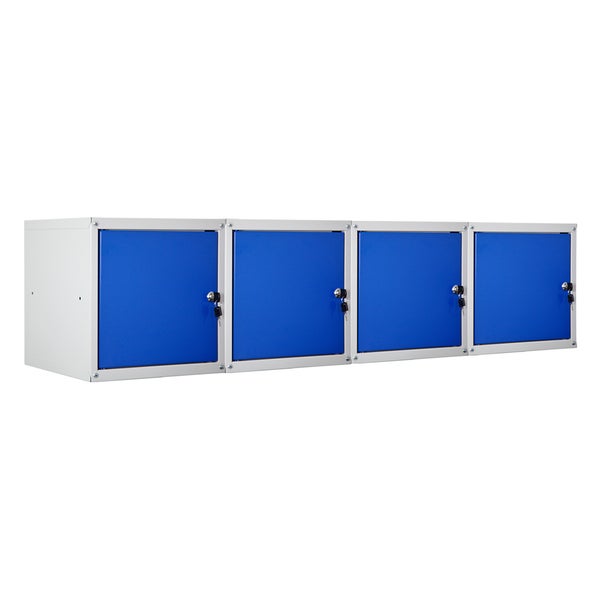 PROREGAL Mega Deal 4x Schließfachwürfel Cubic HxBxT 35 x 35 x 35 cm Grau-Blau