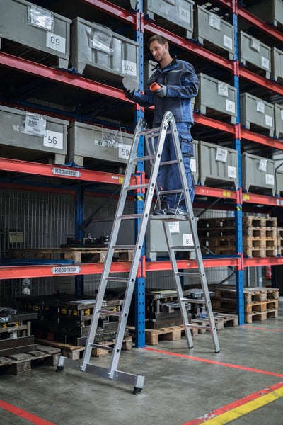 PROREGAL Klappleiter 2-Teilig mit Traverse 2 x 8 Sprossen