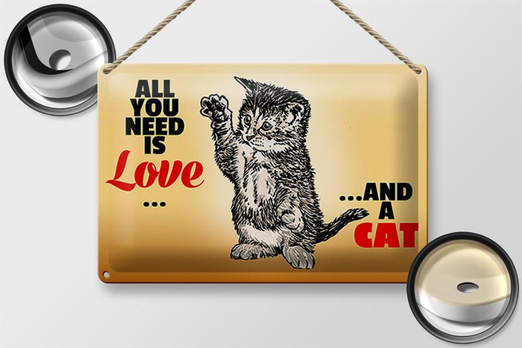 Blechschild Spruch 30x20cm All you need is love and a cat