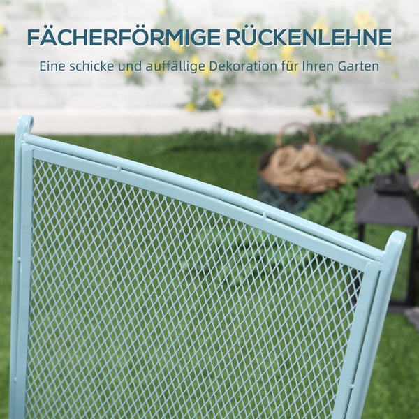 Rückseite eines Gartenstuhls mit fächerförmigem Gittermuster
