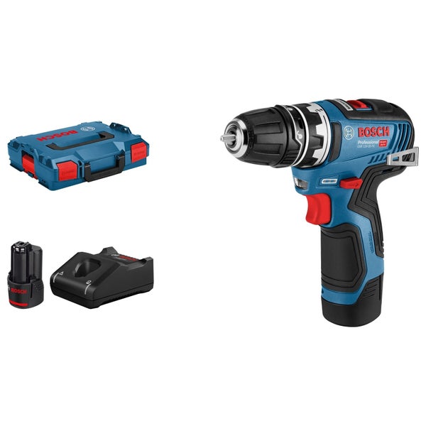 Bosch Akku-Bohrschrauber GSR 12V-35 FC FlexiClick 12 V / 2x 3,0 Ah Akku + Ladegerät inkl. Bohrfutteraufsatz in L-Boxx - 06019H3001