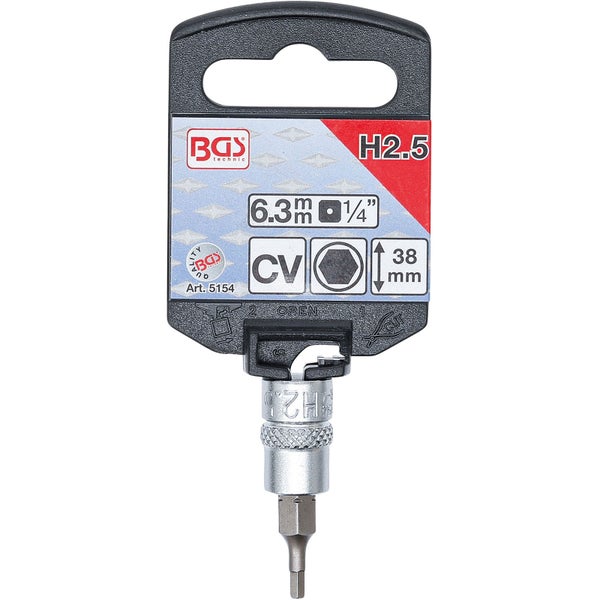 BGS technic Innensechskant-Bit H2.5 mit 6.3 mm Vierkantaufnahme und 38 mm Länge