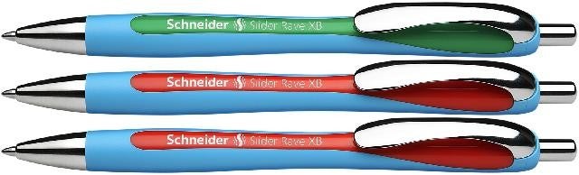 Schneider Kugelschreiber Slider Rave XB, Lehrerkorrekturset 2x rot, 1x grün