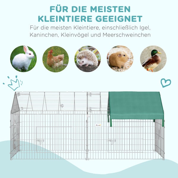 PawHut Freigehege, Kleintiergehege, 220 x 103 x 103 cm, Stahl, Grün