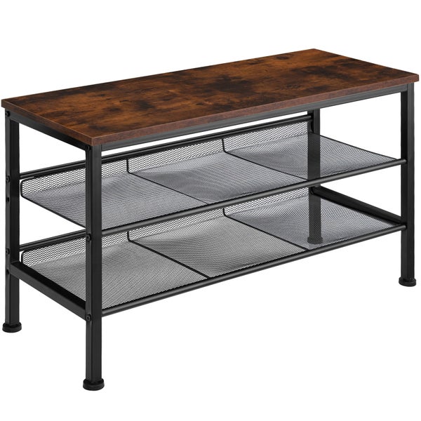 Schuhregal tectake Derry 75,5 x 30,5 x 45,5 cm Industrial Style Industrial Holz dunkel, rustikal