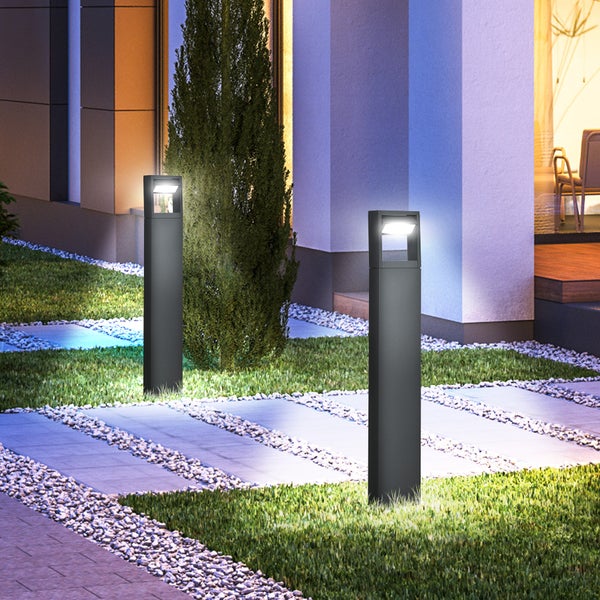 Outsunny Gartenlampe, LED Gartenleuchte, Verstellbarem Neigungswinkel, IP65 Wasserdicht, 16L x 5B x 90H cm, Alu, Dunkelgrau