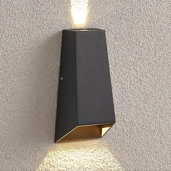 Lucande LED Wandleuchte außen Dagur (spritzwassergeschützt (Modern) in Schwarz aus Aluminium (1 flammig, ) - Außenwandleuchten Wandlampe Led Außenlampe Outdoor für Außenwand/Hauswand