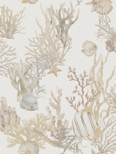 Sanders und Sanders Tapete Unterwasserwelt Beige - 53 cm x 10 m - 640221