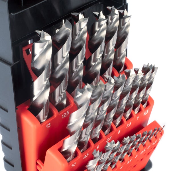 HSS Holz-Spiralbohrer 25er Set 1-13 mm DIN 338 mit geschärften Kanten