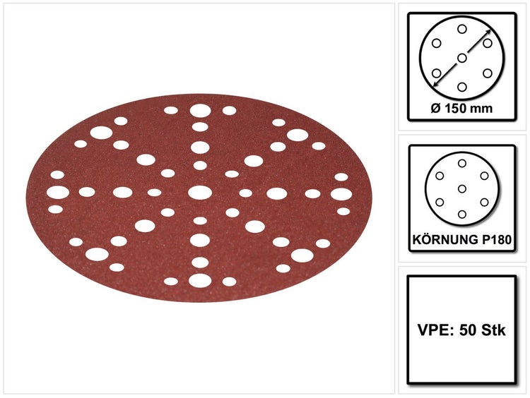 Festool STF D150/48 Schleifscheiben Rubin 2 P180 150 mm 50 Stk. ( 575192 ) für RO 150, ES 150, ETS 150, ETS EC 150, LEX 150, WTS 150, HSK-D 150