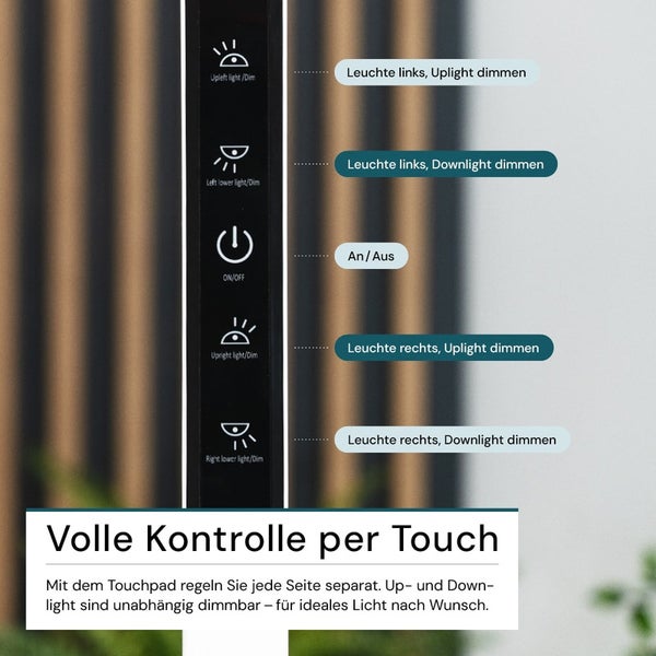 Touchpad zur Steuerung und Dimmung der Gartenleuchte