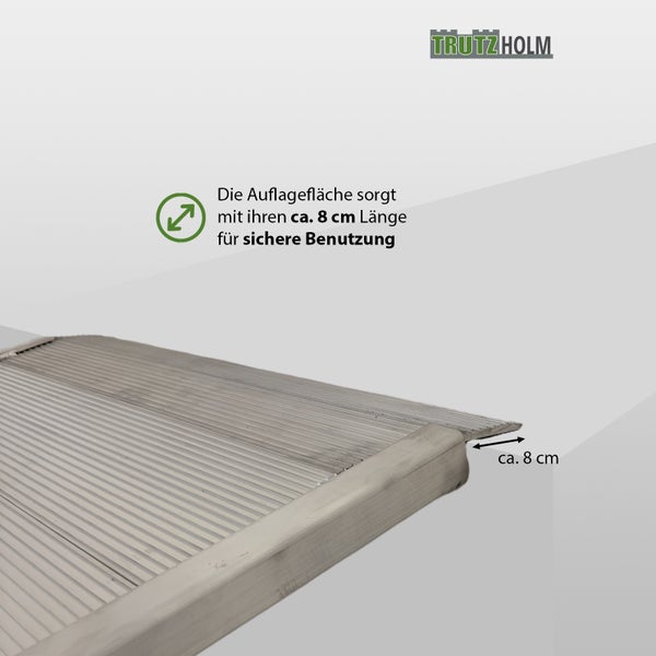 TRUTZHOLM 1 x Breitrampe 214 x 74 cm Traglast 600 kg Alu grau geriffelt Auffahrrampe Eventrampe Laderampe