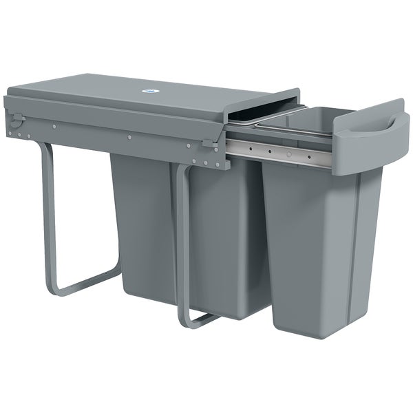 Ausziehbare Mülleimer zur Küchenabfallentsorgung in einem Küchenschrank.