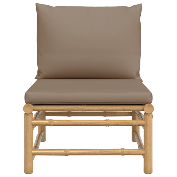 Garten-Mittelsofa mit Taupe Kissen Bambus