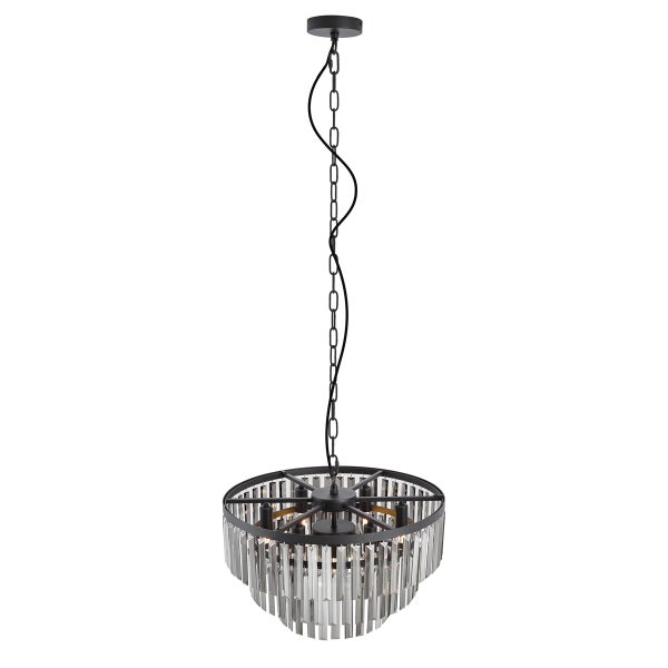 Hängeleuchte mit Kette und zylindrischen Kristallelementen