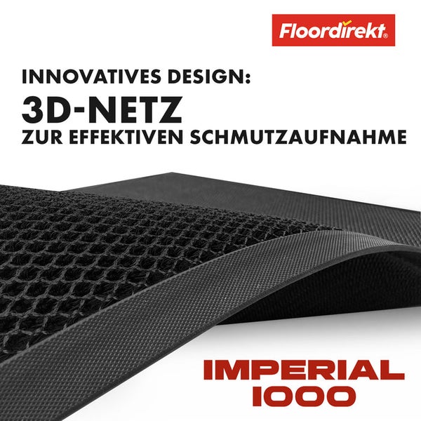 FLOORDIREKT Fußmatte Imperial 1000 - Innovatives 3D-Netz zur effektiven Filterung - Schwarz - 90 x 150 cm