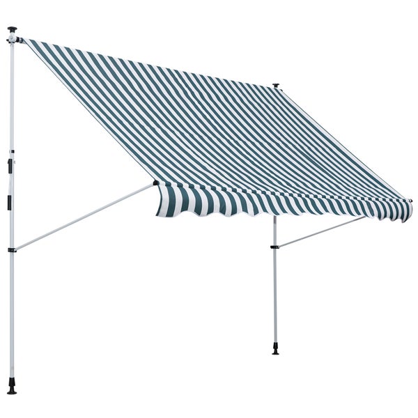 Outsunny Markise, Klemmmarkise, 300 x 150cm, Alu, Grün+Weiß