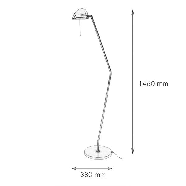 Technische Zeichnung einer Stehlampe mit einer Höhe von 1460 mm und einem Durchmesser von 380 mm.