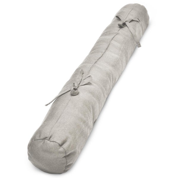 Zugluftstopper aus Stoff mit Bindebändern