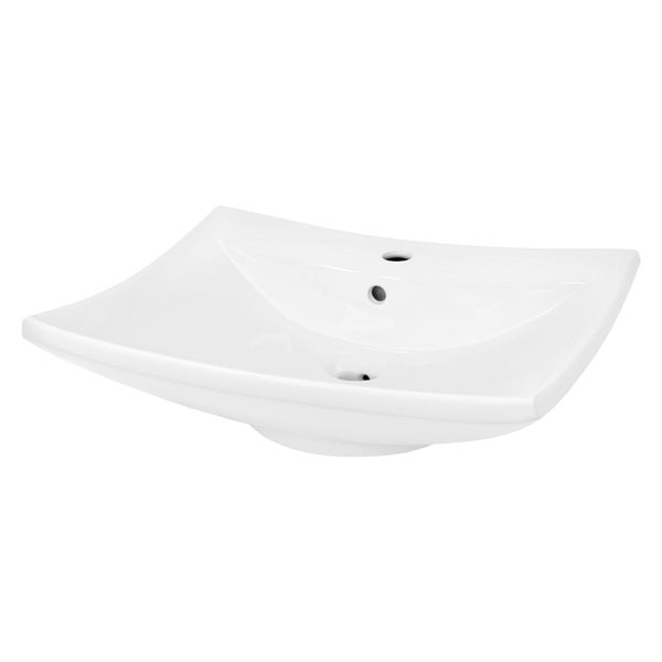 ECD Germany Waschbecken Waschtisch 605 x 460 x 165 mm aus Keramik Weiß Aufsatzbecken Aufsatzwaschbecken Handwaschbecken Aufsatzwaschtisch Spülbecken Becken Wasserfall Waschschale Waschschüssel