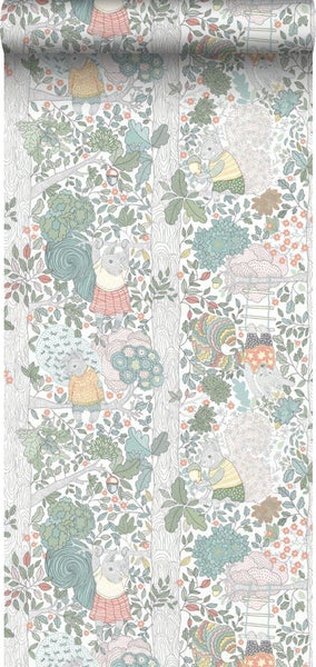 Borastapeter Tapete Wald mit Waldtieren Grau - 53 cm x 10.05 m - 660770