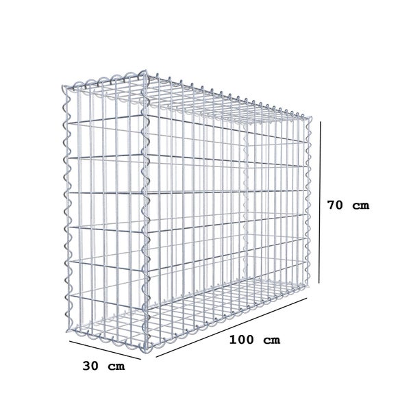Gabione 100 cm x 70 cm x 30 cm (L x H x T), Maschenweite 5 cm x 10 cm, Spirale