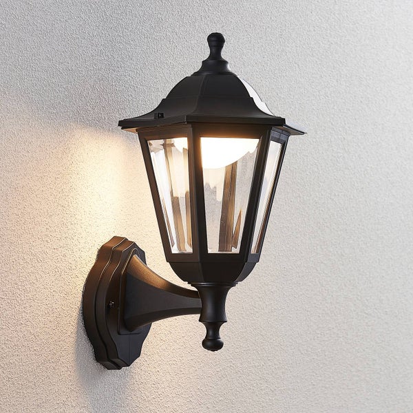 Lindby LED Wandleuchte außen Iavo (spritzwassergeschützt (Retro, Vintage Antik) in Schwarz (1 flammig ) - Außenwandleuchten Wandlampe Led Außenlampe Outdoor für