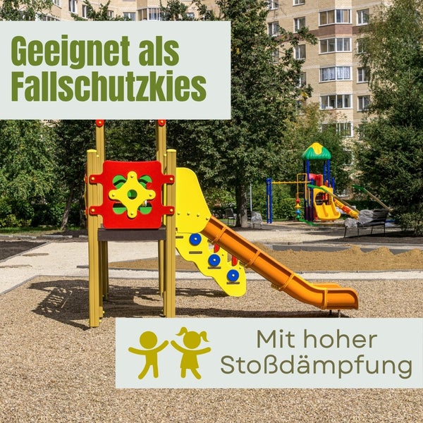 Spielplatz mit Rutsche und Fallschutzbelag für hohe Stoßdämpfung