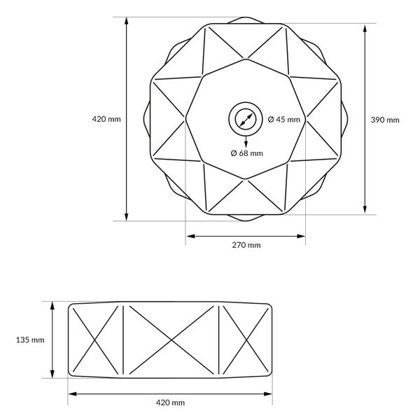 ML-Design Waschbecken Keramik Weiß glänzend Ø42x13,5 cm inkl. Ablaufgarnitur, Diamant Design, Aufsatzwaschbecken ohne Überlauf, Moderne Waschtisch Waschschale Waschplatz Handwaschbecken für Badezimmer