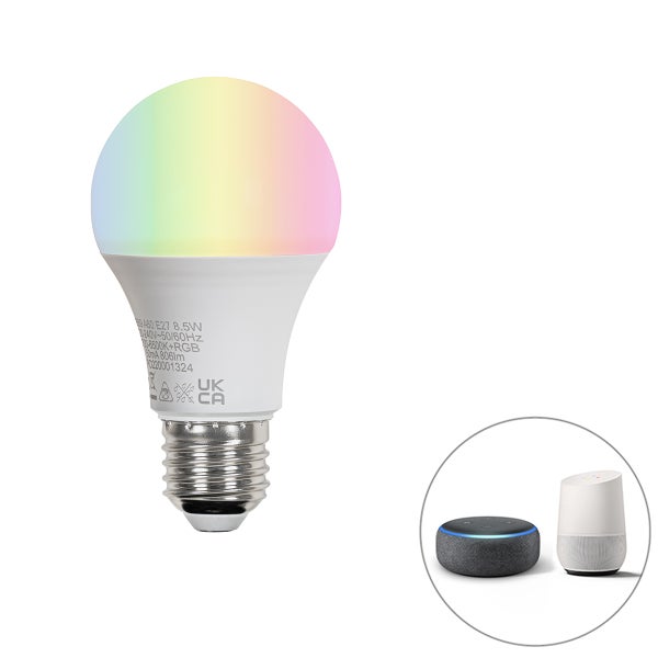 Smarte E27 LED-Lampe A60 matt RGBW 8,5W 806 lm 2700K