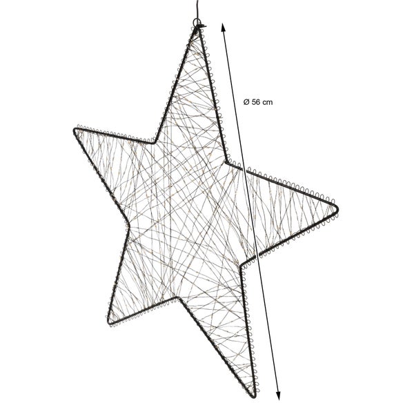 LED Leuchtstern aus Metall zum Aufhängen, Durchmesser 56 Zentimeter, für den Innenbereich geeignet