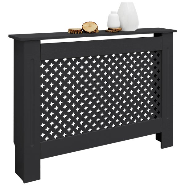 ECD Germany Heizkörperverkleidung mit Wabenmuster 112x19x82cm Anthrazit aus MDF lackiert Schlafzimmer Wohnzimmer Heizungsverkleidung Heizkörperabdeckung Heizungsabdeckung Heizung Heizkörper Abdeckung
