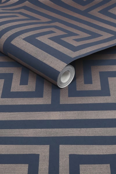 Next Vliestapete | Metallic Greek Key - Blau - 10mx52cm
