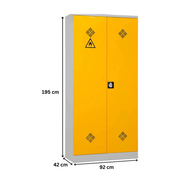 PROREGAL Gefahrstoffschrank Snake HxBxT 195 x 92 x 42 cm Grau-Rapsgel