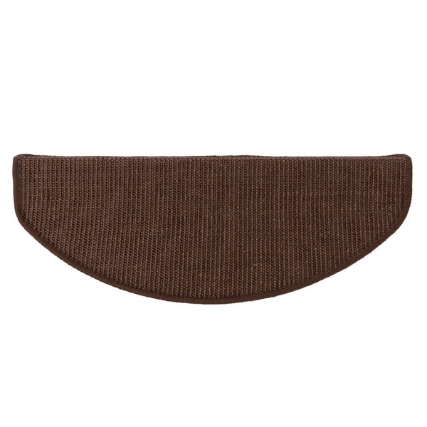 FLOORDIREKT Premium Sisal-Stufenmatte - Umkettelt & Selbstklebend - Halbrund - Dunkelbraun - 23,5 x 65 cm