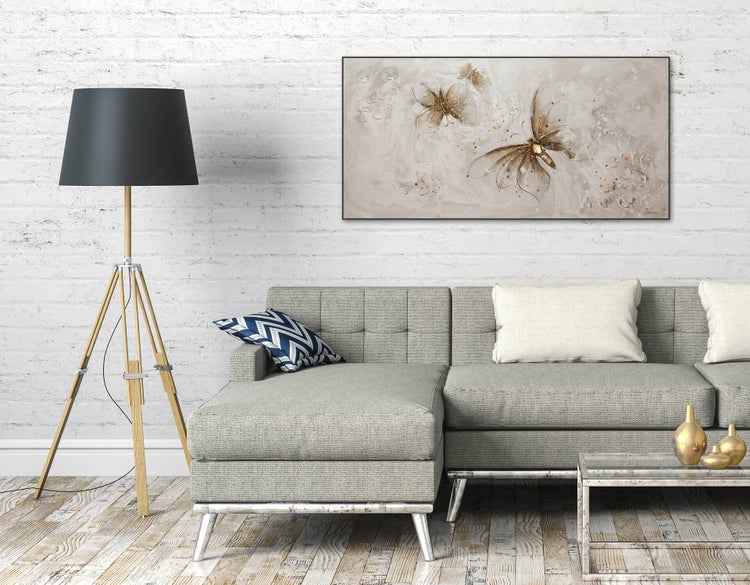 Handgemaltes Gemälde Acrylfarbe 120x60cm Grau