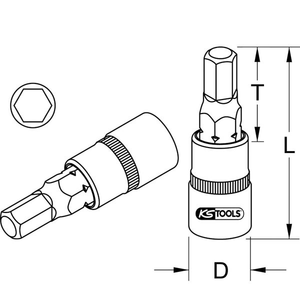 KS TOOLS 1/2 Bit-Stecknuss Innensechskant kurz 17 mm - 911.1317